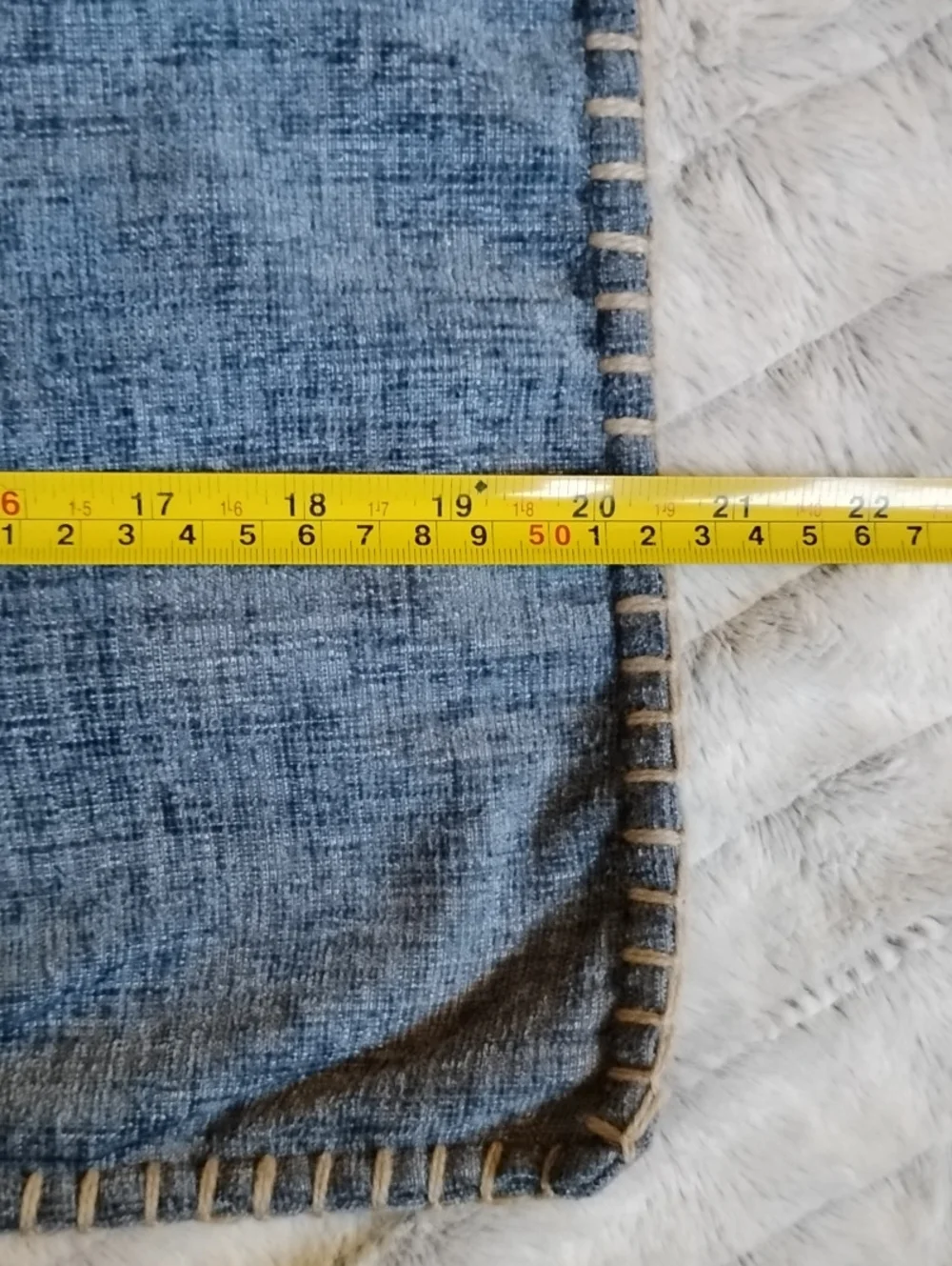 Steel Blue Pillow Cover with Whipstitch Edge (1)